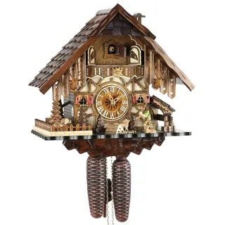 Kuckucksuhr Original Schwarzwälder Kuckuckuhr Echtholz mechanisches 8-Tage Laufwerk NEU VDS Zertifikat Eble -Schwarzwaldhaus 35cm- 22293