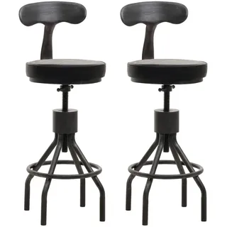 Mendler 2er-Set Barhocker höhenverstellbar drehbar Stahl Kunstleder  schwarz