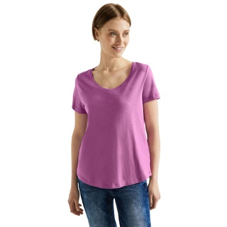 STREET ONE Damen A319481 Kurzarmshirt Flammgarn, Meta Lilac, 38 EU