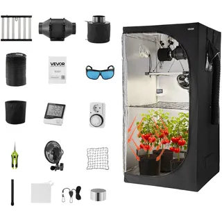 Vevor Growzelt-Set 100 x 100 x 200 cm Schwarz