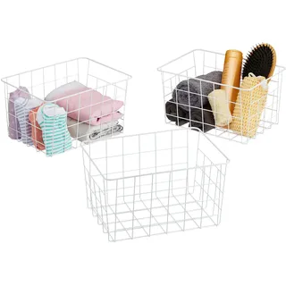 Relaxdays Regalkorb Drahtkorb Set 28 x 20 x 15,5 cm weiß