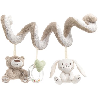 TININNA Baby Spielzeug Anhänger Spirale mit Plüschtieren Cute Bunny Bear für Kinderwagen Pram Pushchairs Auto Hanging Spielzeug mit Sounds für Neugeborene Baby Jungen Mädchen EINWEG Verpackung