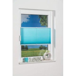 K-home Klemmfix-Plissee 105 x 130 cm (B x L) Iceblau Lichtschutz +++ Moderne Crushed Optik +++