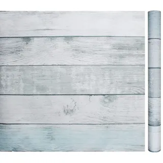 Shackcom Selbstklebende Tapete Holztapete Blau 44.5x600cm Wasserdicht Selbstklebend Wandaufkleber Holzoptik für Heimdekoration