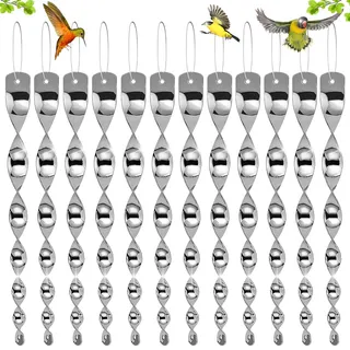 Reflektierende Vogelschreck 12 Stück, Vogelabwehr Windspirale, Taubenabwehr Balkon, Vogelschreck zum Vertreiben von Vögeln, Für Garten, Obstgarten, Hof und Haus