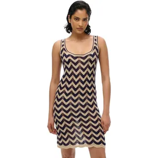 Superdry Zigzag Kurzes ärmelloses Kleid - Navy Gold Zigzag - L