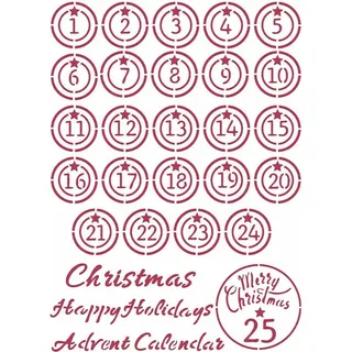 Schablone 21x29,7 - Stamperia - Weihnachten Patchwork Zahlen für Adventskalender