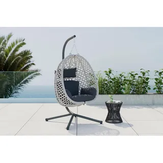 Ambia Garden Hängesessel , Grau, Dunkelgrau , Metall, Kunststoff, Textil , Füllung: Polyester,Polyester , 94x111x68 cm , Gartenmöbel, Gartenschaukeln, Hängesessel