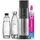 Duo schwarz + Glaskaraffe + PET-Flasche Edelstahl Finish + Zylinder