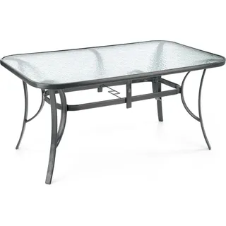 Rechteckiger, nicht faltbarer Gartentisch aus Glas 150x90 cm für 6 Personen - Grau