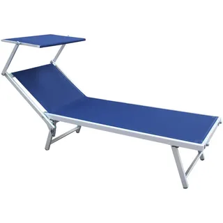 Mobili Rebecca Sonnenliege Blau 61/186/38 cm , Metall , Rechteckig , 61x38x186 cm , Gartenmöbel, Gartenliegen