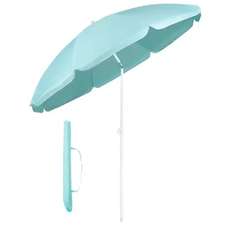 Sekey 160 cm Sonnenschirm Strand mit Schutzhülle für Balkon Garten & Terrasse Neigungswinkel und Höhe verstellbar, Rund Hellblau