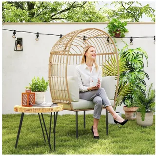 Outsunny Rattansessel Ei-Förmig 95 x 95 x 155 cm beige 1 St.