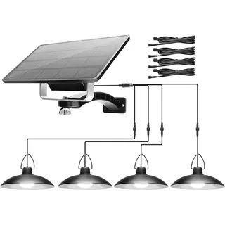 Weiß-1 Solarpanel auf 4 Lampe-DDP LED Solar Sensorleuchte Hängeleuchte, IP65 Wasserdicht Außenleuchte Solarlampen, Gartenbeleuchtung, Pendelleuchte Beleuchtung für Außen Shop Yard,
