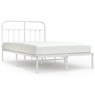 vidaXL Bettgestell mit Kopfteil Metall Weiß 120x200 cm - Weiß