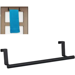 Relaxdays Handtuchhalter für Tür & Schrank Einhängen Edelstahl Schwarz