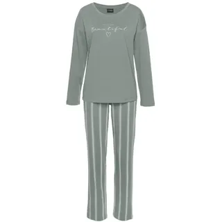 VIVANCE DREAMS Damen Pyjama grün gestreift Gr.36/38