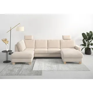 Home affaire Wohnlandschaft »Summer U-Form« mit oder ohne Bettfunktion und Bettkasten, Cord-Bezug, beige
