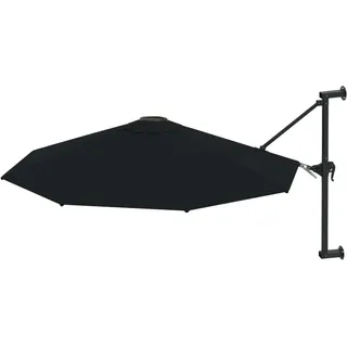 vidaXL Sonnenschirm zur Wandmontage mit Metall-Mast 300 cm Schwarz - Schwarz