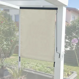 Vertikalmarkise HWC-F42, Senkrechtmarkise Sichtschutz Außenrollo Rollo, UV-Schutz 50 Stoff  250x100cm, creme-beige - Beige
