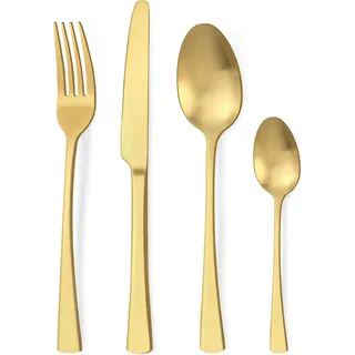 Edelstahlbesteck 24-teilig rosa gold matt für 6 Personen - Rosa, Gold