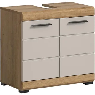 xonox.home – Waschbeckenunterschrank Scout 60x56x34 cm in Evoak Oak und Kaschmir Nachbildung matt – Moderner Unterschrank fürs Bad – elegant, platzsparend & pflegeleicht