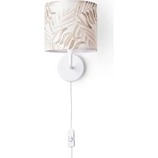 Tischlampe Schreibtischlampe Wandlampe Stoff Nachttisch E14 Blumen Jungle Deko - Weiß