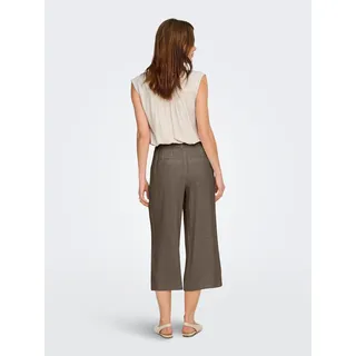 Culotte ONLY "ONLSIESTA HW LIN BL CLEAN CULOT PNT NOOS", Damen, Gr. XL, N-Gr, walnut, Web, Obermaterial: 80% Viskose, 20% Leinen, unifarben, 7/8-Länge, Hosen Culotte, mit Leinen