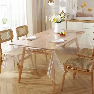 meioro Transparente Tischdecken Tischdecke Schutz Rechteckige wasserdichte Tischschutz Tischfolie Tischfolie Geeignet für Innen und Außen (Transparent, 150×150cm)