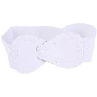 Whakano Damen Taillengürtel,Elastischer Gürtel mit Schleife,Retro Tailleband Breiter Stretchy Waist Belt Bogengürtel für Mantel, Kleid, Windjacke,Weiss
