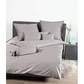 JANINE Mako-Satin Unifarben Grau 155 x 220 cm + 80 x 80 cm