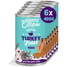 Edgard & Cooper Hundefutter Nass Pate Hund Erwachsene Adult Getreidefrei Nassfutter Natürliche 400g x 6 Schale Festlicher Frisches Truthahn, Gesunde Ernährung, Schmackhaft