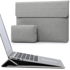HYZUO 13 Zoll Laptop Hülle mit Standfunktion für MacBook Air 13 M3 M2 M1 2024-2018, MacBook Pro 13 M2 M1 2024-2016, iPad Pro 13 M4, iPad Air 13 M2, Surface Pro 10/9/X, mit Kleine Tasche, Hellgrau