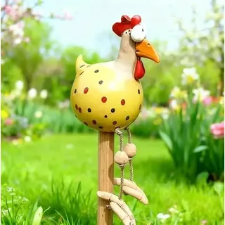 Ruiaqer Keramik Huhn Gartendeko Deko Garten Handarbeit Huhn Deko Garte n Keramik Hah Gartenstatue Henne Figuren Gartendeko Gartenfigur Gartendekoration für Außen Balkon Garten Ostern (Yellow)