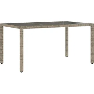 vidaXL Gartentisch mit Glasplatte Grau 150x90x75 cm Poly Rattan - Grau