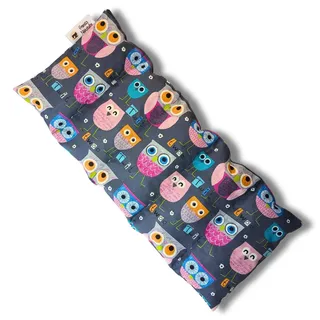 Franzis Nähstube 50x20cm Dinkelkissen Eule grau in 100% Baumwolle I Körnerkissen Dinkel 50x20 für Mikrowelle I Wärmekissen, Dinkelkernkissen, Nackenwärmekissen