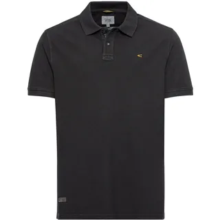 camel active Herren Pique Kurzarm Poloshirt in Regular Fit aus Reiner Baumwolle Schwarz, Menswear-S