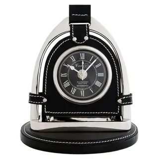 Casa Padrino Designer Luxus Tischuhr Cadance Day-Date Since 1909 Automatik Silber / Schwarz 17 x 12 x 19 cm - Schwarz