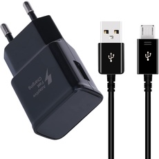 Powersky USB Netzteil Schnellladegerät mit Micro USB 2.0 Ladekabel 1,5M für Samsung Galaxy S7 Edge, S6 Edge, S4, S3, A6, J7, J6, J5, J3, Note 6/5/4/2, A10, Tab 4/3, AFC Android Handy USB Ladegerät