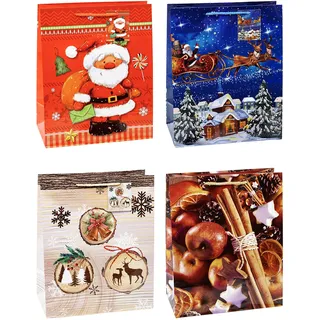 TSI Geschenktüten WEIHNACHTEN SERIE 7, 12er Packung, Größe: Groß (HxBxT 32 x 26 x 13,5 cm), Art. Nr. 84317