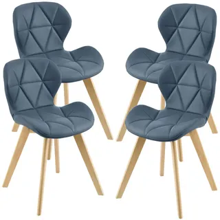 [en.casa] Stühle, Älmhult 4-er Set 78x47x52 cm Kunstleder Blau