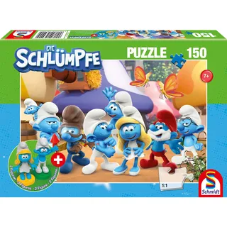 Schmidt Spiele 56524 Die Schlümpfe, Schlumpfige Freunde, 150 Teile Kinderpuzzle, inklusive 2 Figuren