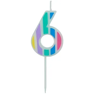 Folat 24266 Kuchen Kerze Pastell Ziffer/Zahl 6 Mehrfarbig Geburtstagskerzen für Geburtstag, Geburtstagsdeko, für Kinder Partys, Hochzeiten, Firmenfeiern, Jubiläen