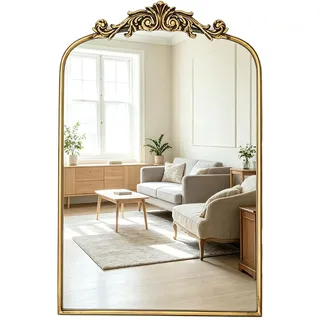 Awhtixbo Barock Spiegel Antik - Halbrunder Vintage Wandspiegel mit Bogenform für Wohnzimmer & Flur, Wanddeko Wohnzimmer