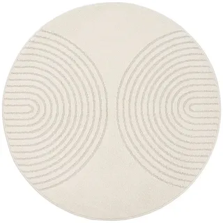 The CarPET Elisa moderner Wohnzimmer Teppich, geometrisches Design, hohe Flordichte und angenehm weich, Creme, 120 cm Rund