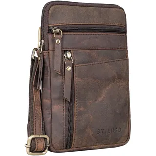 STILORD 'Brooks' Leder Brustbeutel Gürteltasche Handytasche zum Umhängen Kleine Brusttasche für Handy Pass Reisebörse Crossbody Bag Vintage für Damen und Herren, Farbe:colorado - braun