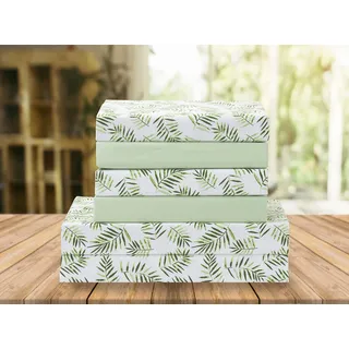 Elegant Comfort Luxury Soft Bed Sheets Palm Leaves Pattern 1500 Thread Count Percale Egyptian Quality Softness Wrinkle and Fade Resistant (6-Piece) Bedding Set, Full, Palm Leaves
