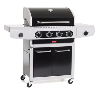 Barbecook Gasgrill-wagen mit Deckel und Grill-thermometer leistungsstark 14kW, schwarz, 132x55,7x118,8 cm
