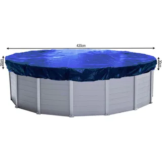 Poolabdeckung Rund für 380-420 cm Pools | Planenmaß Ø 480 cm | Blau | Sommer & Winter Poolplane | Abdeckplane 200 g/m2 PE | Zweifach Beschichtete Abdeckung | UV-Resistent - Blau