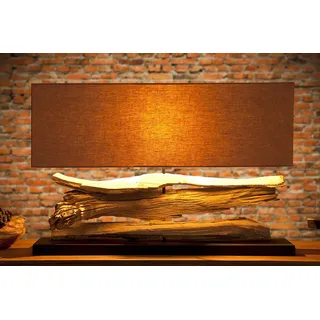 Licht-Erlebnisse Tischleuchte River 55cmx80cm Modern Treibholz Leinen